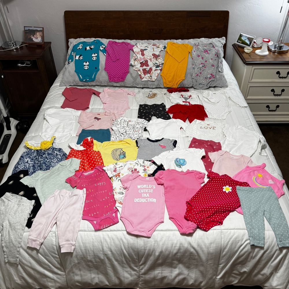 Lot of Baby Girl Clothes, 6 Months, 38 Pieces - Carter's, Gerber and MORE!